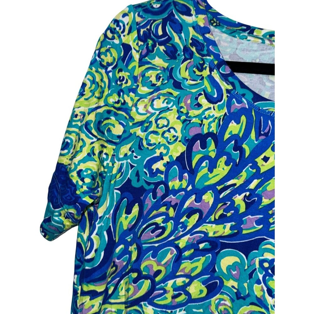 Philosophy Republic Aqua Peacock Print Dress L - Picture 2 of 9